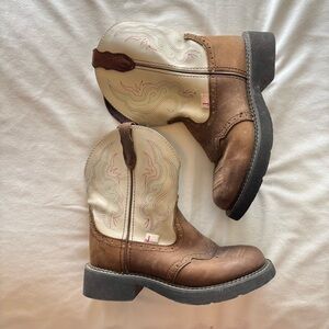 Brown and Cream Ankle Boots